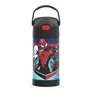 FUNTAINER Water Bottle with Straw - 12 Ounce - Kids Stainless Steel Vacuum Insulated Water Bottle with Lid, Spider-Man FUNTAINER Water Bottle with Straw - 12 Ounce - Kids Stainless Steel Vacuum Insulated Water Bottle with Lid, Spider-Man