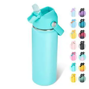 18oz Insulated Stainless Steel Water Bottle, Wide Mouth Double Wall Vacuum, Silicone Straw, Sweat & Leak Proof, BPA Free Insulated Water Flask for Travel, Keep Cold 24h Hot 12h, Sky 18oz Insulated Stainless Steel Water Bottle, Wide Mouth Double Wall Vacuum, Silicone Straw, Sweat & Leak Proof, BPA Free Insulated Water Flask for Travel, Keep Cold 24h Hot 12h, Sky