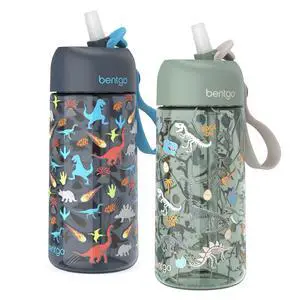 Kids Water Bottle 2-Pack - Leak-Proof Durable Tritan BPA-Free 15 oz Cup for Kids/Toddlers Ages 3+; Bite & Sip Spout + Dishwasher Safe for School/Sports/Daycare/Camp (Dinosaur/Dino Fossils) Kids Water Bottle 2-Pack - Leak-Proof Durable Tritan BPA-Free 15 oz Cup for Kids/Toddlers Ages 3+; Bite & Sip Spout + Dishwasher Safe for School/Sports/Daycare/Camp (Dinosaur/Dino Fossils)