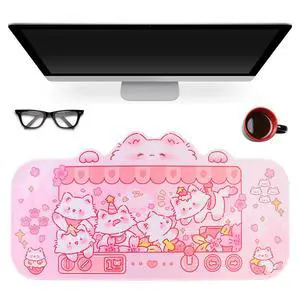 Cute Cat Desk Pad Kawaii Kitty Claw Machine Desk Mat, Pink Switch Large Gaming Mouse Pad, Funny Deskmat Mousepad, Anime Laptop Keyboard Pad Office Home Decor for Women Girls, Coral Cute Cat Desk Pad Kawaii Kitty Claw Machine Desk Mat, Pink Switch Large Gaming Mouse Pad, Funny Deskmat Mousepad, Anime Laptop Keyboard Pad Office Home Decor for Women Girls, Coral