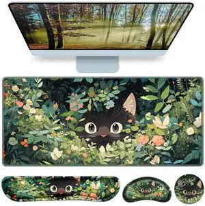 Mouse Pad Anime, Mouse Pad with Wrist Rest, 4-in-1 XXL Large Desk Mat Kawaii Mousepad with Gel Wrist Support Keyboard Wrists Rest Coaster, Ergonomic Gaming Cat Desk Pad, Funny Cute Office Accessories Mouse Pad Anime, Mouse Pad with Wrist Rest, 4-in-1 XXL Large Desk Mat Kawaii Mousepad with Gel Wrist Support Keyboard Wrists Rest Coaster, Ergonomic Gaming Cat Desk Pad, Funny Cute Office Accessories