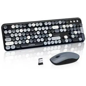 Wireless Keyboard and Mouse Combo, 105 Keys Full-Sized 2.4 GHz Round Keycap Colorful Keyboards, USB Receiver Plug and Play, for Windows, Mac, PC, Laptop, Desktop (Grey Colorful) Wireless Keyboard and Mouse Combo, 105 Keys Full-Sized 2.4 GHz Round Keycap Colorful Keyboards, USB Receiver Plug and Play, for Windows, Mac, PC, Laptop, Desktop (Grey Colorful)