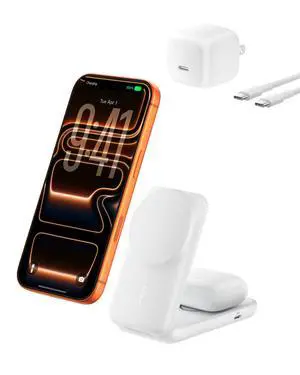 MagSafe Charger, Compatible 2-in-1 Charging Station, Qi2.2 25W Magnetic Wireless Charger iPhone, Foldable Stand, with 5W USB-C Port, for iPhone 17/16/15, Pixel 10, AirPods, 45W Adapter Included MagSafe Charger, Compatible 2-in-1 Charging Station, Qi2.2 25W Magnetic Wireless Charger iPhone, Foldable Stand, with 5W USB-C Port, for iPhone 17/16/15, Pixel 10, AirPods, 45W Adapter Included