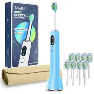 Sonic Electric Toothbrush for Adults&Teens with LED Screen, 5 Modes, One Charge for 365 Days, 2 Minute Timer, with 8 Brush Heads and Travel Case (Light Blue) Sonic Electric Toothbrush for Adults&Teens with LED Screen, 5 Modes, One Charge for 365 Days, 2 Minute Timer, with 8 Brush Heads and Travel Case (Light Blue)