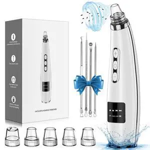Blackhead Remover Pore Vacuum Upgraded Facial Pore Cleaner Electric Comedone Whitehead Extractor Tool-5 Suction Power,5 Probes,USB Rechargeable Blackhead Vacuum Kit for Women & Men Blackhead Remover Pore Vacuum Upgraded Facial Pore Cleaner Electric Comedone Whitehead Extractor Tool-5 Suction Power,5 Probes,USB Rechargeable Blackhead Vacuum Kit for Women & Men