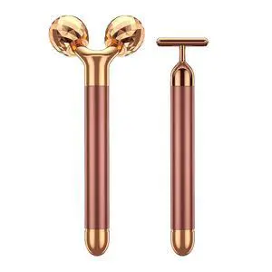 2-IN-1 24k Golden Pulse Facial Face Massager, Electric 3D Roller and T Shape Arm Eye Nose Head Massager Facial Roller Massager Kit Skin Care Tools 2-IN-1 24k Golden Pulse Facial Face Massager, Electric 3D Roller and T Shape Arm Eye Nose Head Massager Facial Roller Massager Kit Skin Care Tools