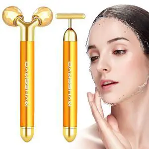 2-in-1 Electric Face Massager 24k Golden Facial Massager, 3D Roller and T Shape Facial Roller Massager Kit Skin Care Tools 2-in-1 Electric Face Massager 24k Golden Facial Massager, 3D Roller and T Shape Facial Roller Massager Kit Skin Care Tools