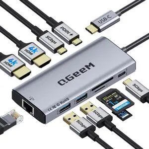USB C Hub,10 in 1 Laptop Docking Station 2x4K@60Hz,Type-C Multiport Adapter with Dual HDMI,PD100W,5Gbps Data Ports,Extender Splitter,Card Reader,Ethernet Dock for Mac/Dell/HP/Surface/Steam Deck USB C Hub,10 in 1 Laptop Docking Station 2x4K@60Hz,Type-C Multiport Adapter with Dual HDMI,PD100W,5Gbps Data Ports,Extender Splitter,Card Reader,Ethernet Dock for Mac/Dell/HP/Surface/Steam Deck