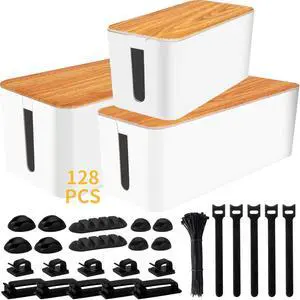 Cable Management Box Cable Management Kit for Power Strip to Hide Wires,Cord Organizer Boxes,Safe ABS Material Wire Organizer of Cable Clips Sleeve for Home & Office,3Pack-128PCS/White Cable Management Box Cable Management Kit for Power Strip to Hide Wires,Cord Organizer Boxes,Safe ABS Material Wire Organizer of Cable Clips Sleeve for Home & Office,3Pack-128PCS/White