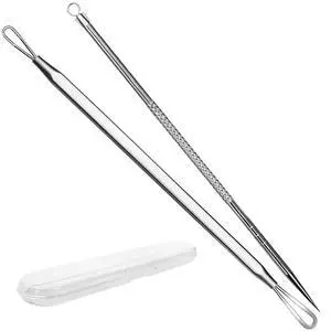 Stainless Steel Blackhead Remover, Pimple Extractor, Pimple Popper, Comedone Extractor, Surgical Grade Acne Treatment Tool, 3rd Generation Blemish Removal Kit for Face, Nose, T-Zone, 2Pcs Stainless Steel Blackhead Remover, Pimple Extractor, Pimple Popper, Comedone Extractor, Surgical Grade Acne Treatment Tool, 3rd Generation Blemish Removal Kit for Face, Nose, T-Zone, 2Pcs