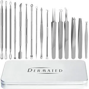 16 Pcs Blackhead Remover Tools 410 Grade Stainless Steel | Pimple Popper Tool Kit | Stainless Steel Professional Pimple Extractor Tool Kit for Blackheads, Comdone, Acne, Zit, and Whiteheads 16 Pcs Blackhead Remover Tools 410 Grade Stainless Steel | Pimple Popper Tool Kit | Stainless Steel Professional Pimple Extractor Tool Kit for Blackheads, Comdone, Acne, Zit, and Whiteheads