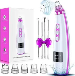 Blackhead Remover Pore Vacuum, Blackhead Vacuum, Facial Pore Cleaner with 5 Adjustable Suction Levels, 5 Probes, USB Rechargeable Pore Cleaner, Electric Comedone Whitehead Extractor Tools Kit Blackhead Remover Pore Vacuum, Blackhead Vacuum, Facial Pore Cleaner with 5 Adjustable Suction Levels, 5 Probes, USB Rechargeable Pore Cleaner, Electric Comedone Whitehead Extractor Tools Kit