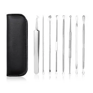 Blackhead Remover Pimple Popper Tool Kit, 8 PCS Professional Stainless Steel Acne Needles, Comedone Extractor Whitehead Removal, Zit Popping Treatment & Pore Cleaner Set with Leather Case Blackhead Remover Pimple Popper Tool Kit, 8 PCS Professional Stainless Steel Acne Needles, Comedone Extractor Whitehead Removal, Zit Popping Treatment & Pore Cleaner Set with Leather Case