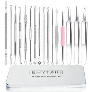 Blackhead Remover Tools, 16 PCS Pimple Popper Tool Kit, Acne Blackhead Tools for Blemish, 410 Premium Professional Stainless Acne Pimple Extractor Tool with Metal Box Blackhead Remover Tools, 16 PCS Pimple Popper Tool Kit, Acne Blackhead Tools for Blemish, 410 Premium Professional Stainless Acne Pimple Extractor Tool with Metal Box