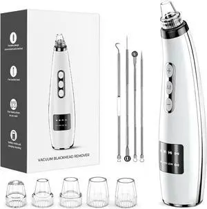 Blackhead Remover Pore Vacuum, Blackhead Vacuum, Facial Pore Cleaner with 5 Adjustable Suction Levels, 5 Probes, USB Rechargeable Pore Cleaner, Electric Comedone Whitehead Extractor Tools Blackhead Remover Pore Vacuum, Blackhead Vacuum, Facial Pore Cleaner with 5 Adjustable Suction Levels, 5 Probes, USB Rechargeable Pore Cleaner, Electric Comedone Whitehead Extractor Tools