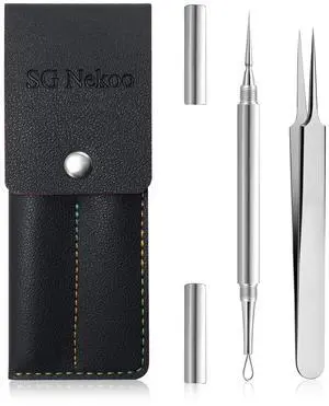 Professional Facial Milia Removal Tool and Whitehead Extractor,Titanium Alloy Double Ended Needle and Steel Tweezers Kit,Blackhead,Blemish,Zit and Pimple Acne Remover Popper (Stainless Silver) Professional Facial Milia Removal Tool and Whitehead Extractor,Titanium Alloy Double Ended Needle and Steel Tweezers Kit,Blackhead,Blemish,Zit and Pimple Acne Remover Popper (Stainless Silver)