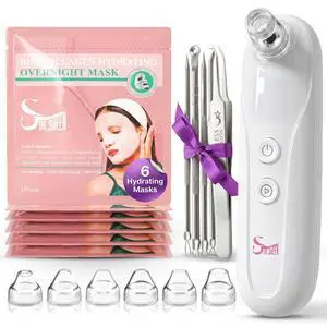 Blackhead Remover Vacuum Camera, 3 Suction Modes, 6 Heads, USB Rechargeable + Bio Collagen Mask 6 Pack, Hydrogel Korean Masks, Hydrating Anti-Aging Moisturizing, Elasticity & Radiance After Vacuum to Blackhead Remover Vacuum Camera, 3 Suction Modes, 6 Heads, USB Rechargeable + Bio Collagen Mask 6 Pack, Hydrogel Korean Masks, Hydrating Anti-Aging Moisturizing, Elasticity & Radiance After Vacuum to
