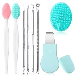 8 PCS Blackhead Extraction Tool Kit, Blackhead Remover Tool Silicone Nose Face Pore Cleaning Brush, Blackhead Scraper Comedones Extractor Acne Removal Kit 8 PCS Blackhead Extraction Tool Kit, Blackhead Remover Tool Silicone Nose Face Pore Cleaning Brush, Blackhead Scraper Comedones Extractor Acne Removal Kit