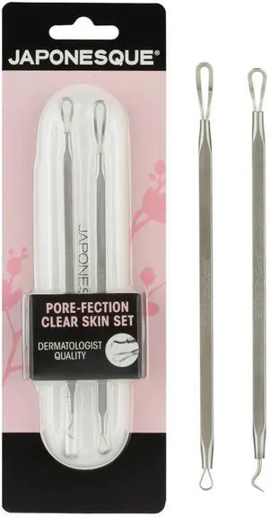 Pore-Fection Clear Skin Set, Blackhead Remover and Comedone Extractor Tools, Stainless Steel Pore Cleaning Kit, 2 Piece Acne Tool Set with Travel Case Pore-Fection Clear Skin Set, Blackhead Remover and Comedone Extractor Tools, Stainless Steel Pore Cleaning Kit, 2 Piece Acne Tool Set with Travel Case