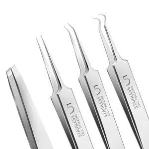 4 Pcs Professional Blackhead Tweezers and Pimple Popper Tool Kit, Stainless Steel Cell Tweezers for Blackhead, Pimple, Whitehead, Ance 4 Pcs Professional Blackhead Tweezers and Pimple Popper Tool Kit, Stainless Steel Cell Tweezers for Blackhead, Pimple, Whitehead, Ance