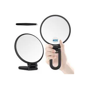 40X Magnifying Mirror, Hand Mirror for Makeup, Double Sided with 40X/1X Magnification, Travel Essential, Portable Foldable for Desktop and Bathroom, Gift for Women, Frosted Black 40X Magnifying Mirror, Hand Mirror for Makeup, Double Sided with 40X/1X Magnification, Travel Essential, Portable Foldable for Desktop and Bathroom, Gift for Women, Frosted Black