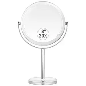 20X Magnifying Makeup Mirror,Double Sided 1X & 20X Magnifying Mirror with Stand,Tabletop Magnified Vanity Mirror with 360°Rotation for Bathroom or Bedroom 7.8 Inch 20X Magnifying Makeup Mirror,Double Sided 1X & 20X Magnifying Mirror with Stand,Tabletop Magnified Vanity Mirror with 360°Rotation for Bathroom or Bedroom 7.8 Inch