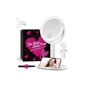 Makeup Mirror with Lights, 20X Magnifying Mirrors, Height Adjustable, Vanity Mirror with Lights Rechargeable 3 Color Modes, Double-Sided Detachable Travel Mirrors, Gift for Women (White) Makeup Mirror with Lights, 20X Magnifying Mirrors, Height Adjustable, Vanity Mirror with Lights Rechargeable 3 Color Modes, Double-Sided Detachable Travel Mirrors, Gift for Women (White)