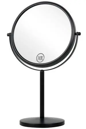 10x Magnifying Makeup Mirror, 8 Inch Tabletop Mirror Double Sided with Magnification, Swivel Make Up Mirror for Bathroom, Black 10x Magnifying Makeup Mirror, 8 Inch Tabletop Mirror Double Sided with Magnification, Swivel Make Up Mirror for Bathroom, Black