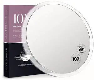 9'' Magnifying Mirror with 3 Strong Suction Cups | 10X Magnification | Portable Travel Makeup & Cosmetic Mirror (10X) 9'' Magnifying Mirror with 3 Strong Suction Cups | 10X Magnification | Portable Travel Makeup & Cosmetic Mirror (10X)