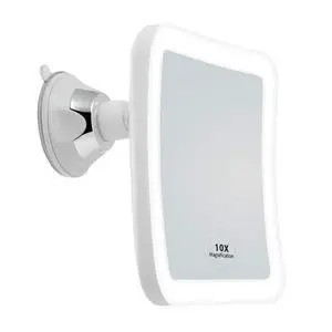 Square LED Lighted 10X Magnifying Makeup Mirror, Power Locking Suction Cup, Bright Diffused Light and 360 Degree Rotating Adjustable Arm, Portable Cordless Home and Travel Bathroom Vanity Mirror Square LED Lighted 10X Magnifying Makeup Mirror, Power Locking Suction Cup, Bright Diffused Light and 360 Degree Rotating Adjustable Arm, Portable Cordless Home and Travel Bathroom Vanity Mirror