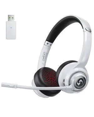 Wireless Headset with Microphone for Work, Headsets with ENC Mic and Mute Button for Office/Video Calls/Business/WFH/Home, 50H Playtime UC Compatible Headphones for Laptop and Cell Phone-White Wireless Headset with Microphone for Work, Headsets with ENC Mic and Mute Button for Office/Video Calls/Business/WFH/Home, 50H Playtime UC Compatible Headphones for Laptop and Cell Phone-White