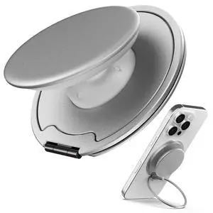 for MagSafe Phone Grip 3000G Magnetic Hold, Soft Silicone Comfort, Metal Plate Included, iPhone 17/16/15/14/13, M-Tap Tok Ring Stand Silver for MagSafe Phone Grip 3000G Magnetic Hold, Soft Silicone Comfort, Metal Plate Included, iPhone 17/16/15/14/13, M-Tap Tok Ring Stand Silver