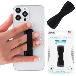 Phone Grip for Smartphones & Mini Tablets - Phone Holder for Hand - Wireless Charging Compatible - Made in The USA - Solid Black Phone Grip for Smartphones & Mini Tablets - Phone Holder for Hand - Wireless Charging Compatible - Made in The USA - Solid Black