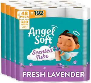 Soft Toilet Paper with Fresh Lavender Scented Tube, 48 Mega Rolls = 192 Regular Rolls, Soft and Strong Toilet Tissue Soft Toilet Paper with Fresh Lavender Scented Tube, 48 Mega Rolls = 192 Regular Rolls, Soft and Strong Toilet Tissue
