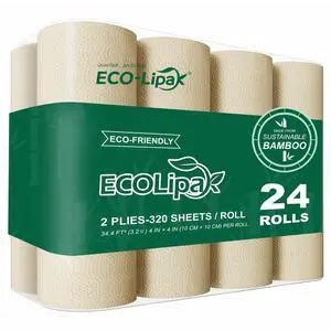 Bamboo Toilet Paper, Septic Safe Toilet Tissue, 24 Double Rolls, 320 Sheets Per Roll, Tree Free, Non Toxic, 2 Ply, Soft and Absorbent, Eco Friendly Dye-Free Paper, Nature Bamboo Toilet Paper, Septic Safe Toilet Tissue, 24 Double Rolls, 320 Sheets Per Roll, Tree Free, Non Toxic, 2 Ply, Soft and Absorbent, Eco Friendly Dye-Free Paper, Nature