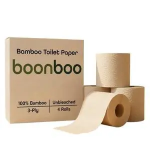 Bamboo Toilet Paper, 3-Ply Unbleached, 4 Rolls Bamboo Toilet Paper, 3-Ply Unbleached, 4 Rolls