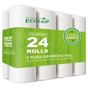 Bamboo Toilet Paper, Septic Safe Toilet Tissue, 24 Double Rolls, 320 Sheets Per Roll, Tree Free, Non Toxic, 2 Ply, Soft and Absorbent, Eco Friendly Dye-Free Paper Bamboo Toilet Paper, Septic Safe Toilet Tissue, 24 Double Rolls, 320 Sheets Per Roll, Tree Free, Non Toxic, 2 Ply, Soft and Absorbent, Eco Friendly Dye-Free Paper