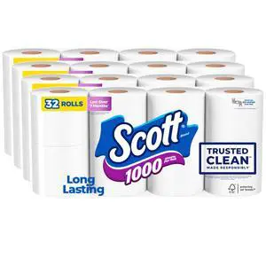 1000 Trusted Clean Toilet Paper, 32 Rolls, Septic-Safe, 1-Ply Toilet Tissue 1000 Trusted Clean Toilet Paper, 32 Rolls, Septic-Safe, 1-Ply Toilet Tissue