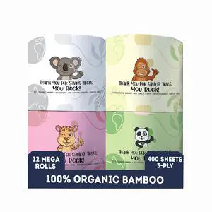 Bamboo Toilet Paper - Ultra Soft & Strong 3-Ply Bath Tissue, 400 Sheets Per Roll, Hypoallergenic & Septic Safe, Mega Rolls, Pack of 12 Rolls Bamboo Toilet Paper - Ultra Soft & Strong 3-Ply Bath Tissue, 400 Sheets Per Roll, Hypoallergenic & Septic Safe, Mega Rolls, Pack of 12 Rolls