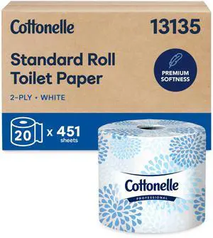 Standard Roll Toilet Paper, Bulk (13135), 2-Ply, White, Compact for Easy Storage (20 Rolls of 451 Sheets, 9,020 Sheet Total) Standard Roll Toilet Paper, Bulk (13135), 2-Ply, White, Compact for Easy Storage (20 Rolls of 451 Sheets, 9,020 Sheet Total)