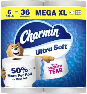 Ultra Soft Toilet Paper, 6 Mega XL Rolls = 36 Regular Rolls Ultra Soft Toilet Paper, 6 Mega XL Rolls = 36 Regular Rolls