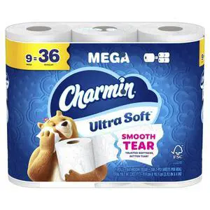 Ultra Soft Toilet Paper 9 Mega Rolls = 36 Regular Rolls Ultra Soft Toilet Paper 9 Mega Rolls = 36 Regular Rolls
