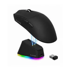 Wireless Gaming Mouse with RGB Magnetic Charging Dock, Tri-Mode 2.4G/Bluetooth/Wired, 69g, Up to 24000 DPI, 800mAh Battery, 6 Programmable Buttons, On-Board Memory, 80M Clicks, Black Wireless Gaming Mouse with RGB Magnetic Charging Dock, Tri-Mode 2.4G/Bluetooth/Wired, 69g, Up to 24000 DPI, 800mAh Battery, 6 Programmable Buttons, On-Board Memory, 80M Clicks, Black