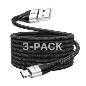USB A to USB C Cable 6FT, 3Pack Type C Charger Cord Fast Charging, Durable USB to USB C Cable, Type C Cable Braided USBC Cord for iPhone 17/16/15/Pro Max, Samsung Galaxy S26,CarPlay Charging Cable USB A to USB C Cable 6FT, 3Pack Type C Charger Cord Fast Charging, Durable USB to USB C Cable, Type C Cable Braided USBC Cord for iPhone 17/16/15/Pro Max, Samsung Galaxy S26,CarPlay Charging Cable