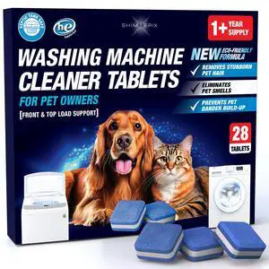 Washing Machine Cleaner Pro Tablets for Pet Owners - 28 Pack, Front & Top Load Washer Deep Cleaning, Septic Tank Safe, HE Support, Remove Stubborn Pet Hair, Eliminates Smells, Prevents Dander Build-up Washing Machine Cleaner Pro Tablets for Pet Owners - 28 Pack, Front & Top Load Washer Deep Cleaning, Septic Tank Safe, HE Support, Remove Stubborn Pet Hair, Eliminates Smells, Prevents Dander Build-up