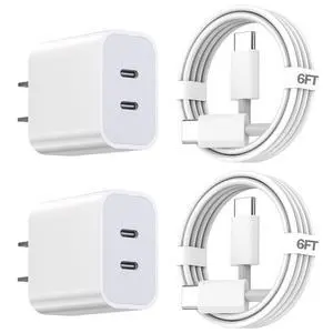 Charger,Apple Charger Fast Charging,2Pack Dual Port Power Delivery Apple Charging Block,6FT USB C to C iPhone 17 Charge Cable,USB C Charge for iPhone 17/17 Air/16/15 Pro/iPad Pro/Air/Mini Charger,Apple Charger Fast Charging,2Pack Dual Port Power Delivery Apple Charging Block,6FT USB C to C iPhone 17 Charge Cable,USB C Charge for iPhone 17/17 Air/16/15 Pro/iPad Pro/Air/Mini