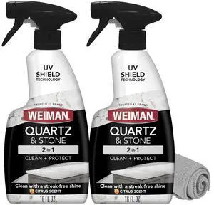 Quartz Countertop Cleaner and Polish (2 Pack w/Micro Towel) Clean and Shine Your Quartz Countertops Islands and Stone Surfaces with Ultra Violet Protection Quartz Countertop Cleaner and Polish (2 Pack w/Micro Towel) Clean and Shine Your Quartz Countertops Islands and Stone Surfaces with Ultra Violet Protection