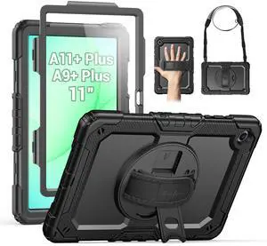 Case for Samsung Galaxy Tab A11+ Plus / A9+ Plus 11" 2026/2024, Heavy Duty Shockproof Protective Case with Screen Protector, Rotating Stand and Hand/Shoulder Strap, Black Case for Samsung Galaxy Tab A11+ Plus / A9+ Plus 11" 2026/2024, Heavy Duty Shockproof Protective Case with Screen Protector, Rotating Stand and Hand/Shoulder Strap, Black