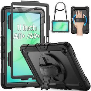 Case for Samsung Galaxy Tab A11+ Plus /A9+ 11 Inch, Protective with Screen Protector/Hand Strap/Pen Holder, Shockproof Samsung A11 Plus Tablet Case 5G, SM-X230 SM-X236 SM-X238U - Black Case for Samsung Galaxy Tab A11+ Plus /A9+ 11 Inch, Protective with Screen Protector/Hand Strap/Pen Holder, Shockproof Samsung A11 Plus Tablet Case 5G, SM-X230 SM-X236 SM-X238U - Black