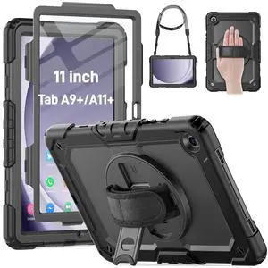 Case for Samsung Galaxy Tab A9+ Plus / A11+ Plus 11 Inch, Protective with Screen Protector/Hand Strap/Pen Holder, Shockproof for Samsung A9 Plus Tablet Case SM-X210 SM-X218 SM-X230 - Black Case for Samsung Galaxy Tab A9+ Plus / A11+ Plus 11 Inch, Protective with Screen Protector/Hand Strap/Pen Holder, Shockproof for Samsung A9 Plus Tablet Case SM-X210 SM-X218 SM-X230 - Black